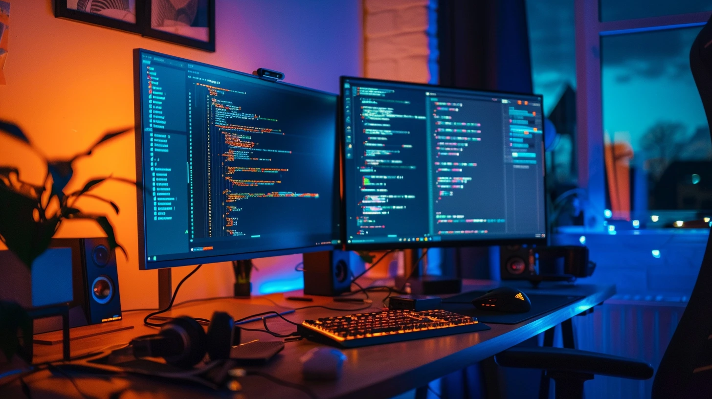 Multi-monitor development setup with code editors