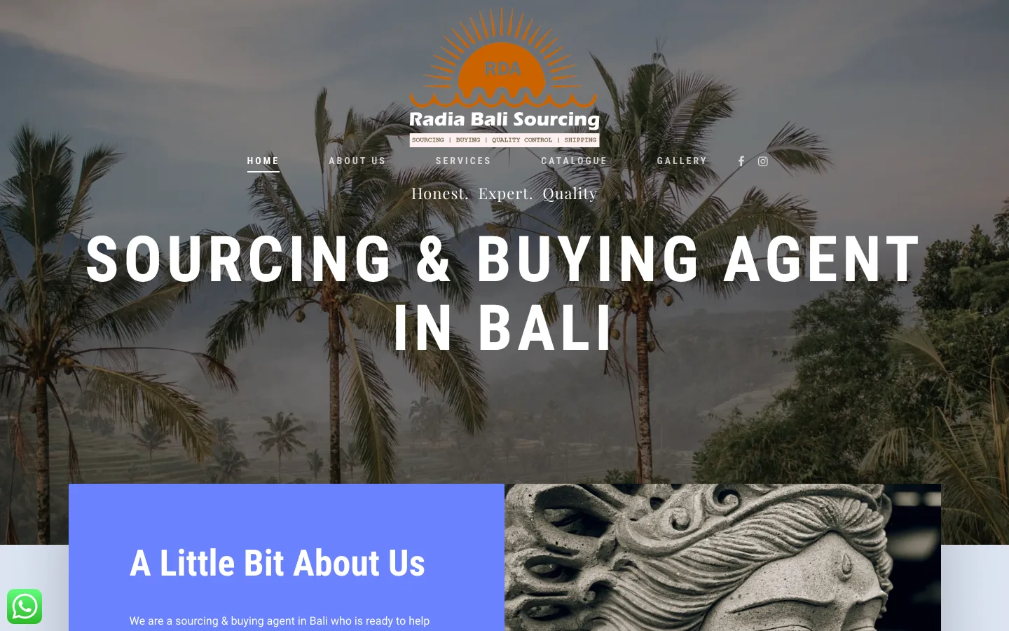 Website Radia Bali Sourcing buatan Lenka Studio