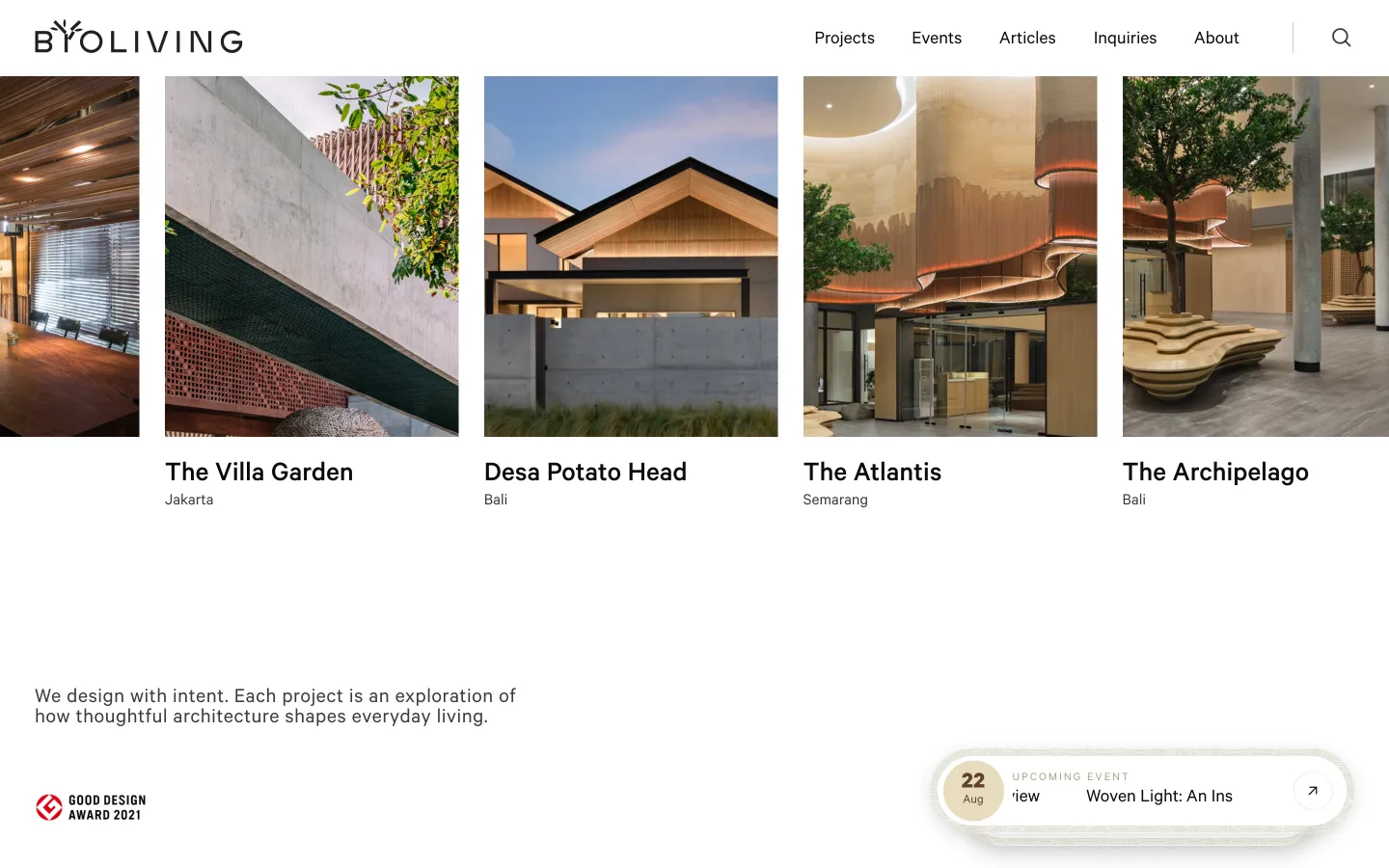 Website BYO Living buatan Lenka Studio