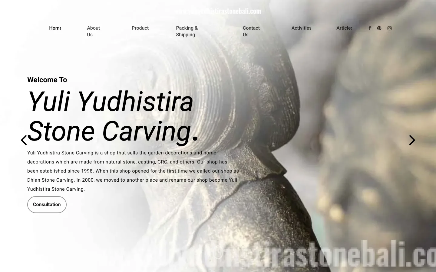 Website Yuli Yudhistira Stone buatan Lenka Studio
